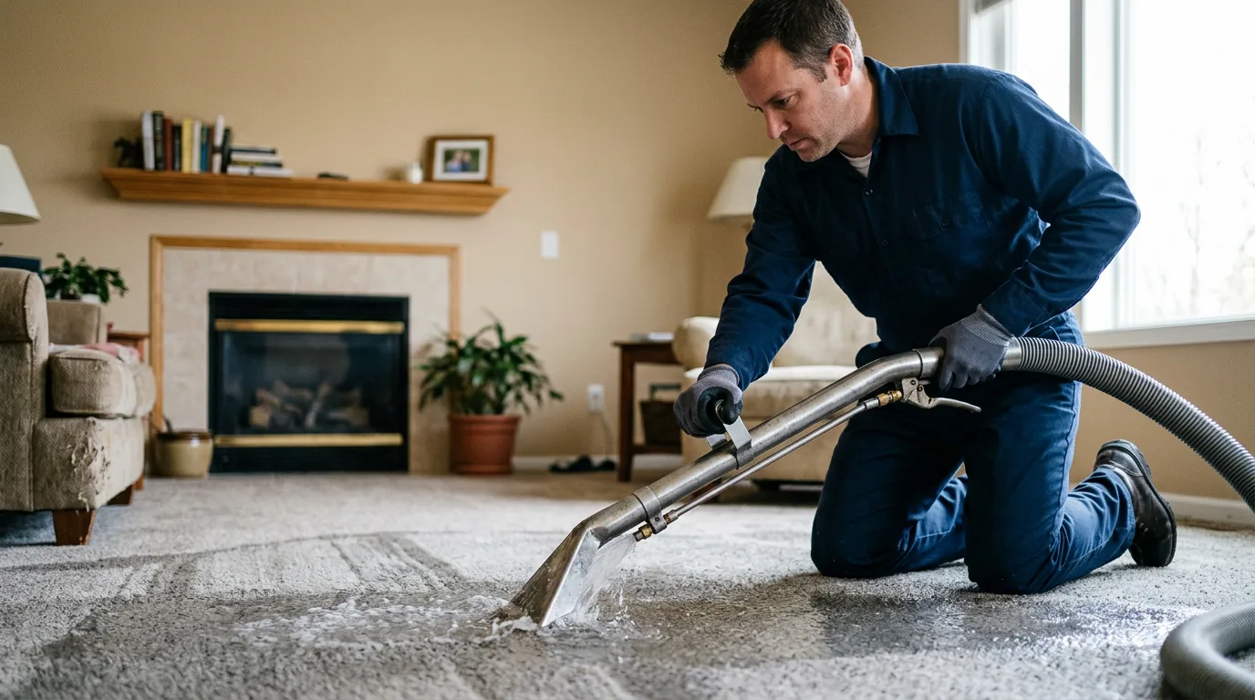 Water damage restoration technician working near New Gloucester, ME